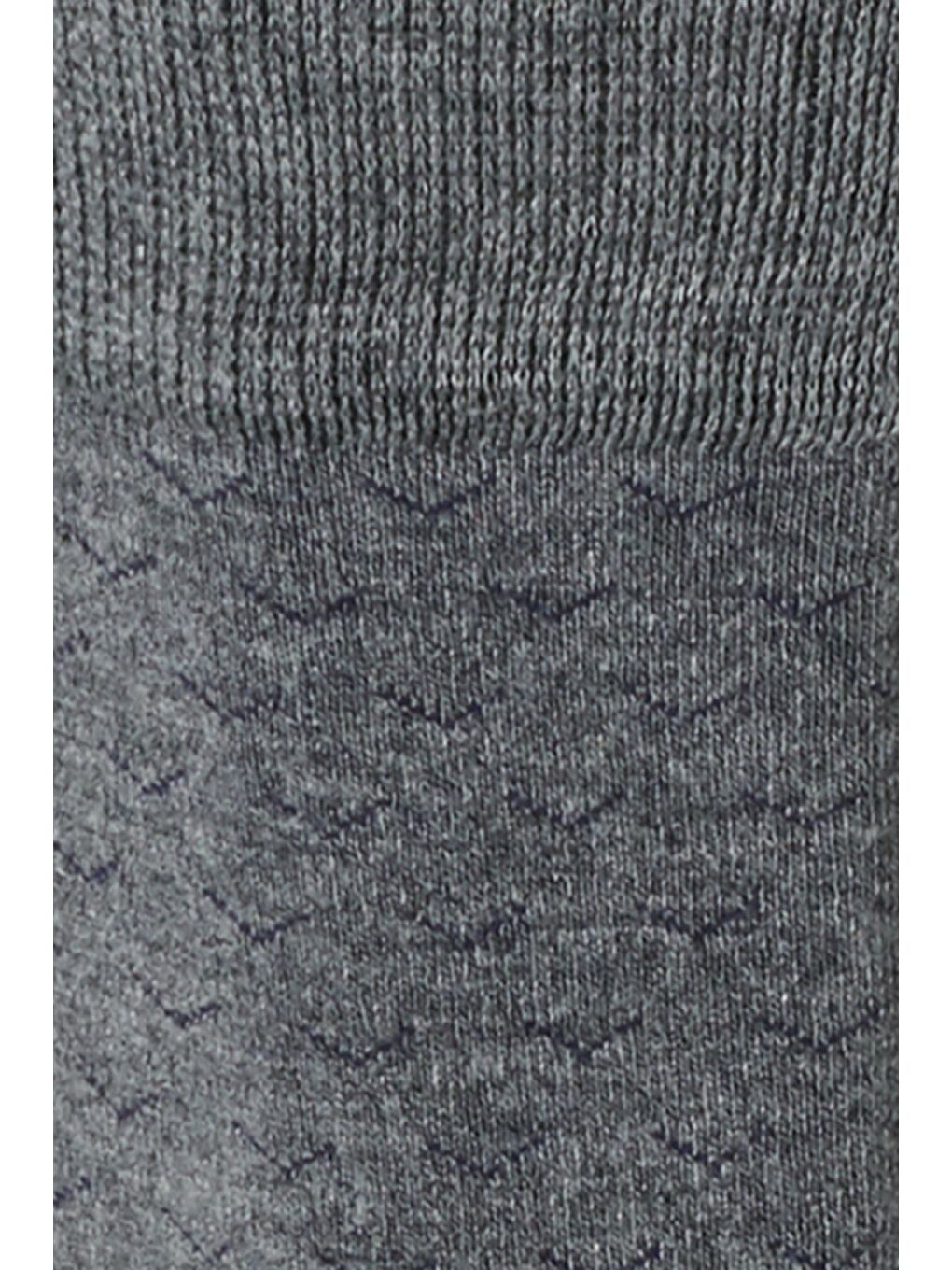 Erkek Gri-Lacivert Desenli Gri Lacivert Bambulu Casual Çorap-1