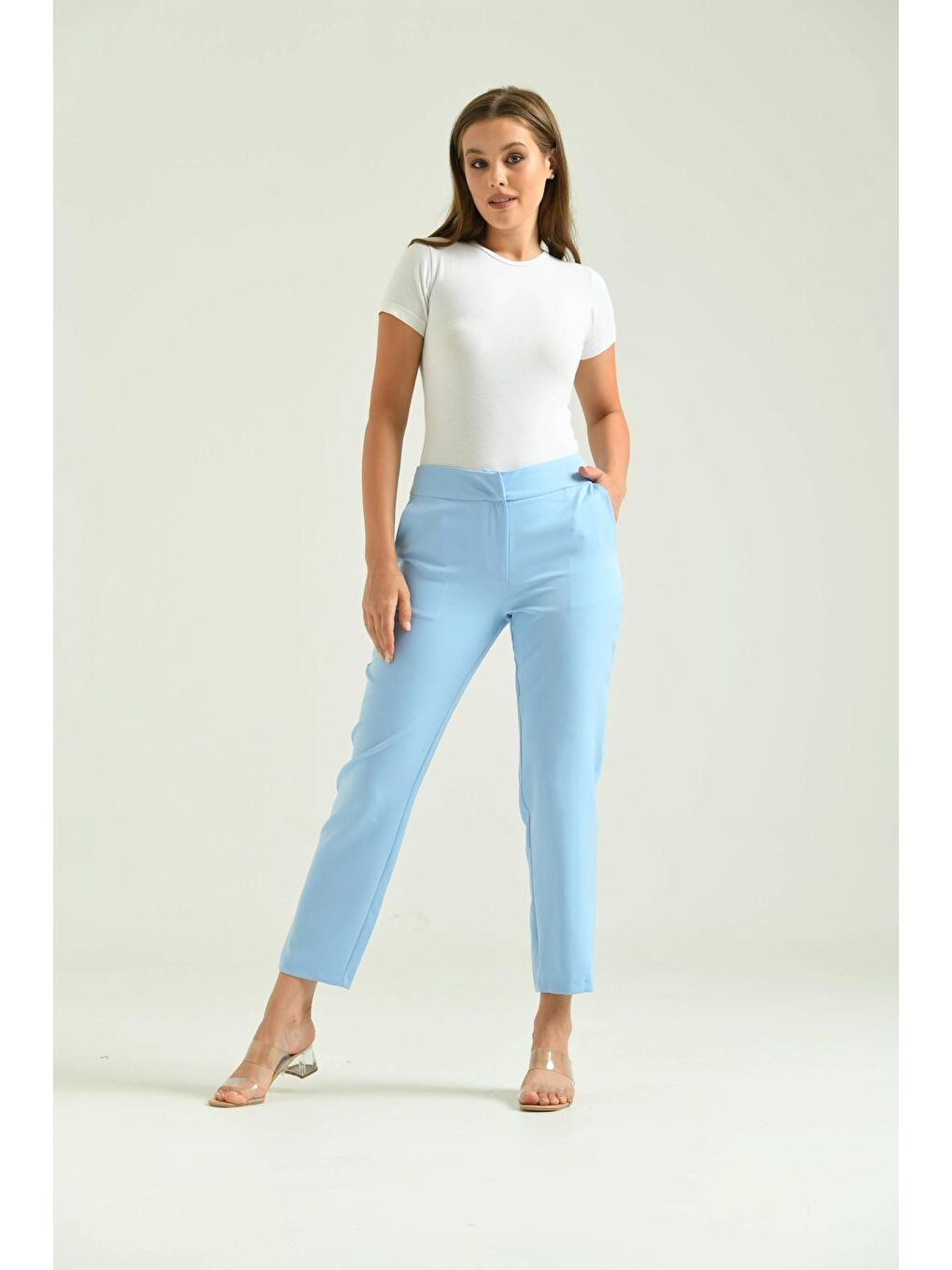 Kadın Bebe Mavi Basic Kumaş Pantolon