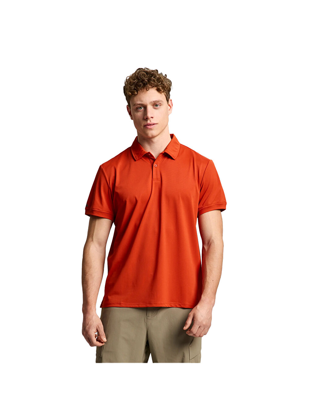 Kahverengi Tech Pique Polo Ss Erkek Kırmızı Tişört-2