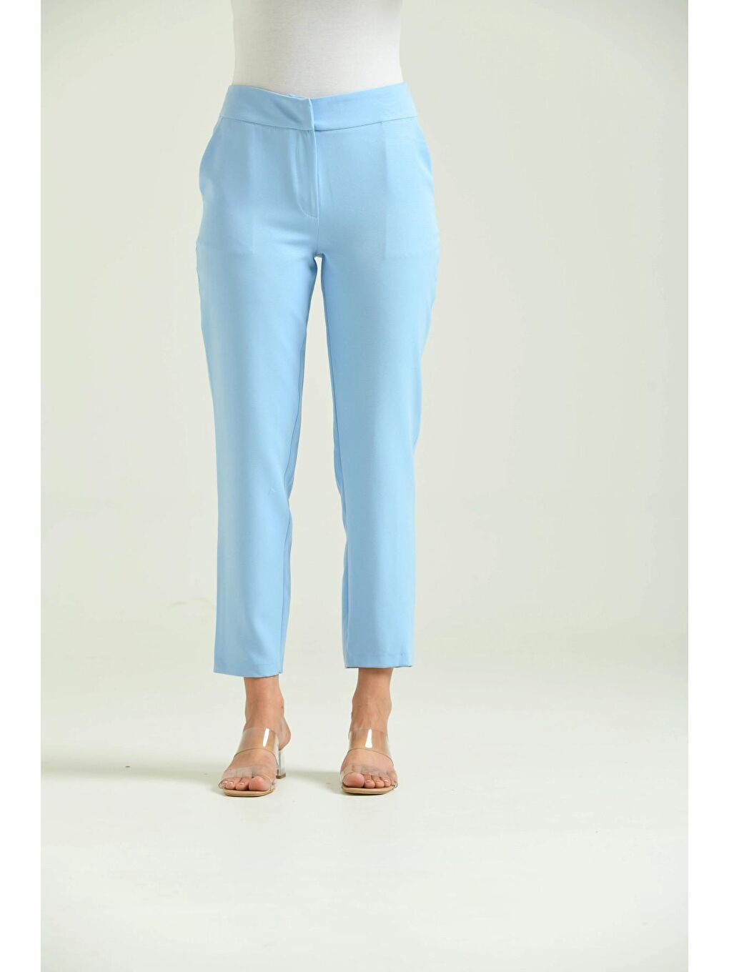 Kadın Bebe Mavi Basic Kumaş Pantolon-1