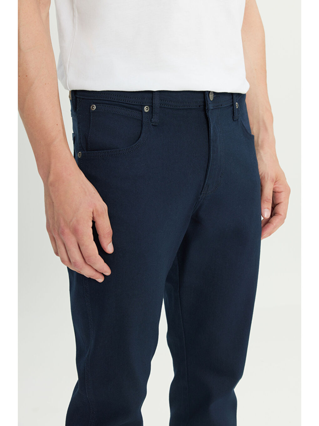Lacivert Arizona Straight Fit Normal Bel 5 Cep Esnek Pantolon-4