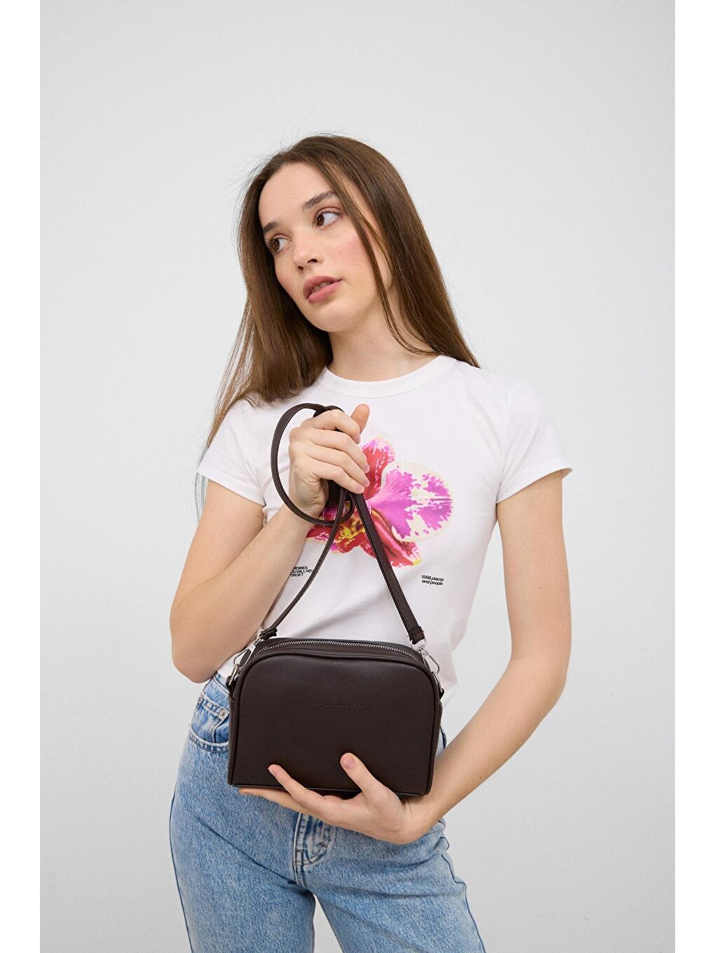 Kahverengi Hana Basic Çapraz Çanta Acı Kahve-1