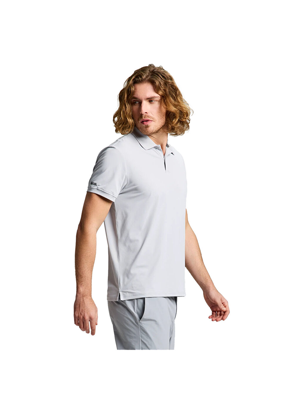 Tech Pique Polo Ss Erkek Gri Tişört-1