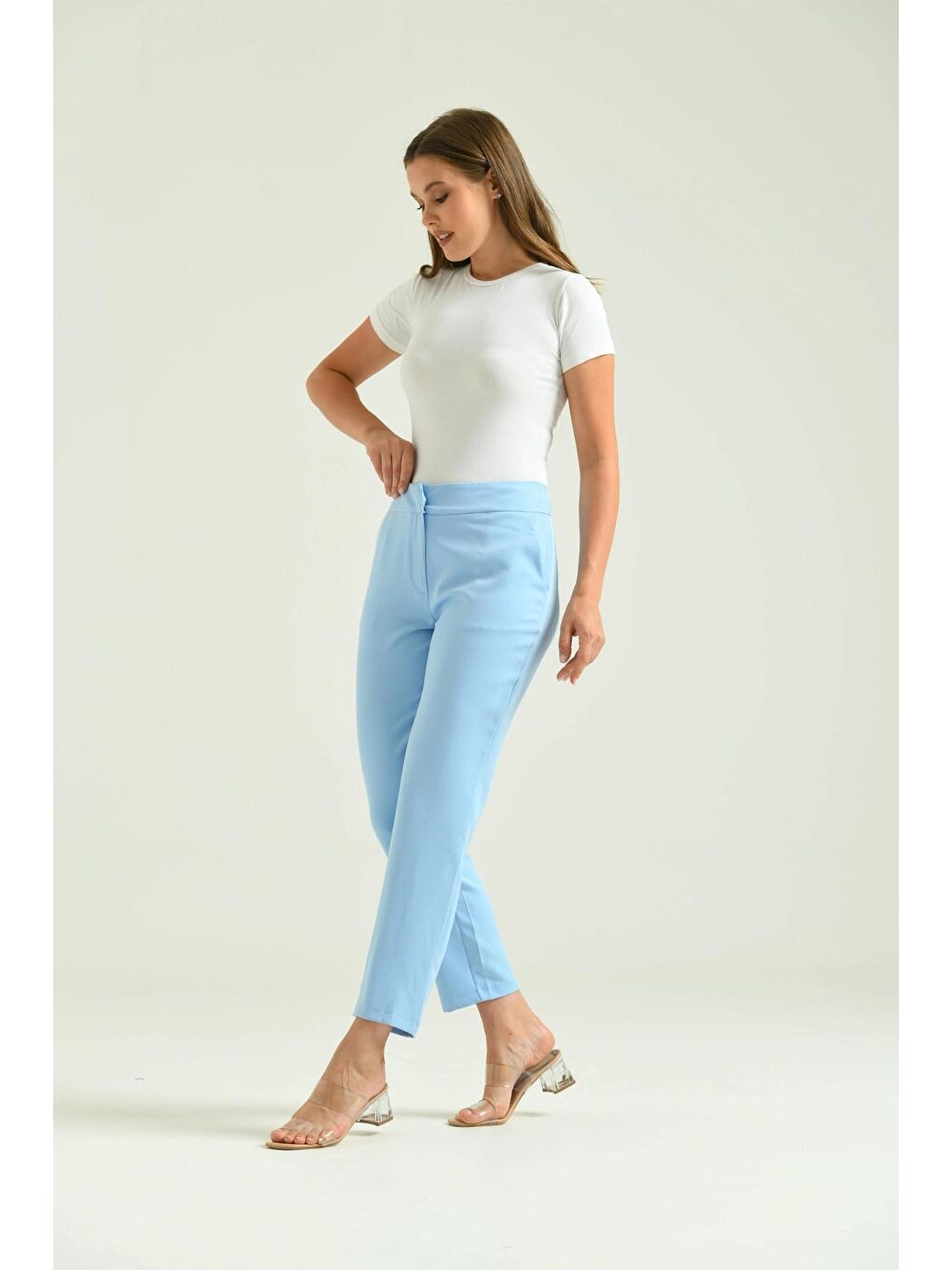 Kadın Bebe Mavi Basic Kumaş Pantolon-4