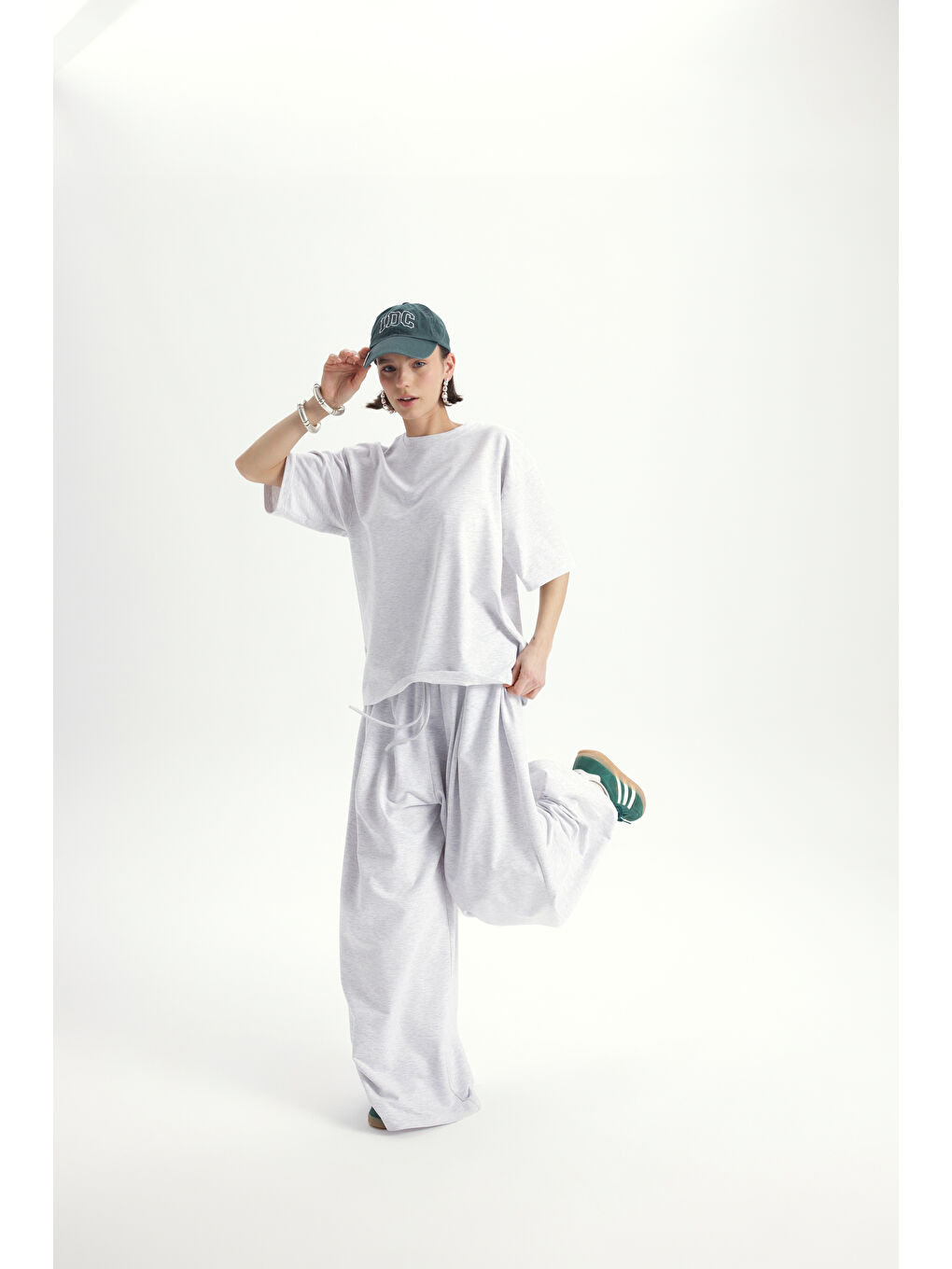 Beyaz Bruges Oversize Karmelanj T-Shirt Eşofman Takım-3