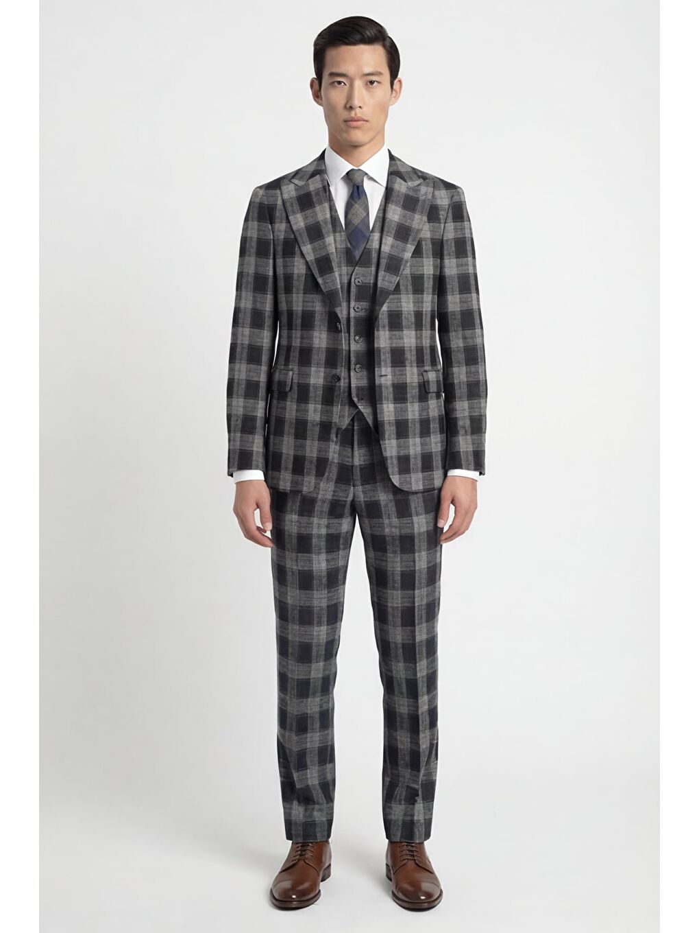 Siyah Vest Suit Prnt-1