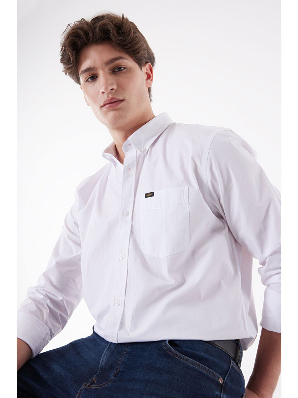 Beyaz Regular Fit Normal Kesim %100 Pamuk Uzun Kollu Gömlek-1