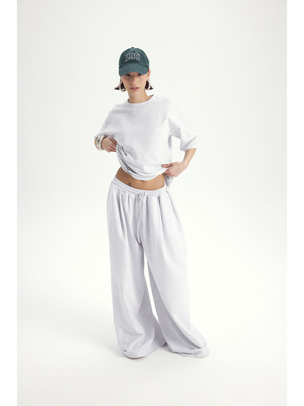 Beyaz Bruges Oversize Karmelanj T-Shirt Eşofman Takım-5