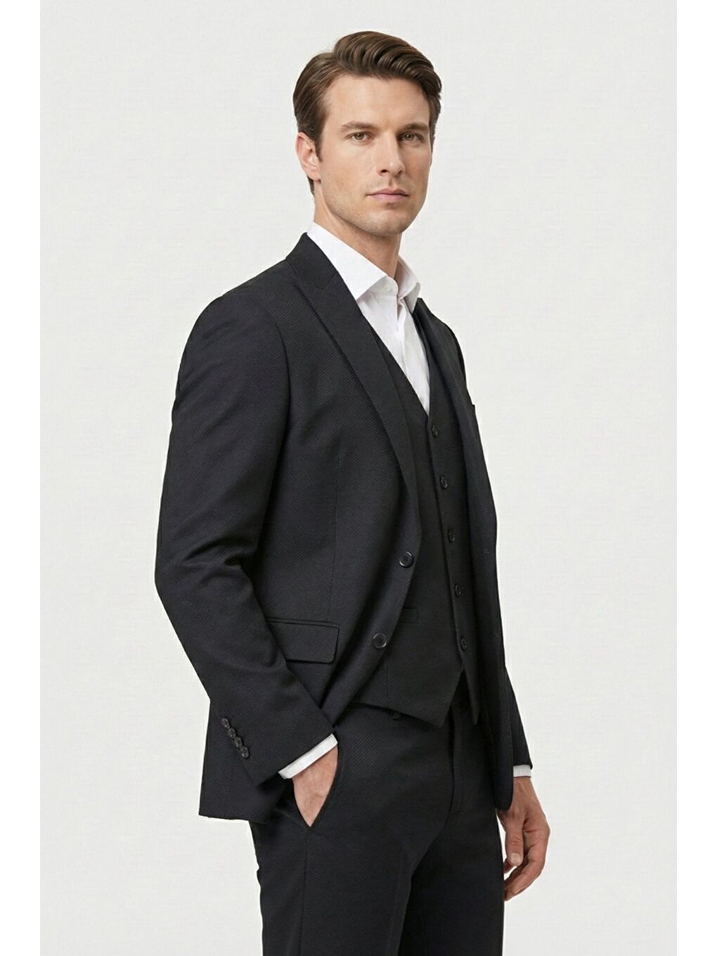 Yeleklİ Takim Elbİse Siyah-2