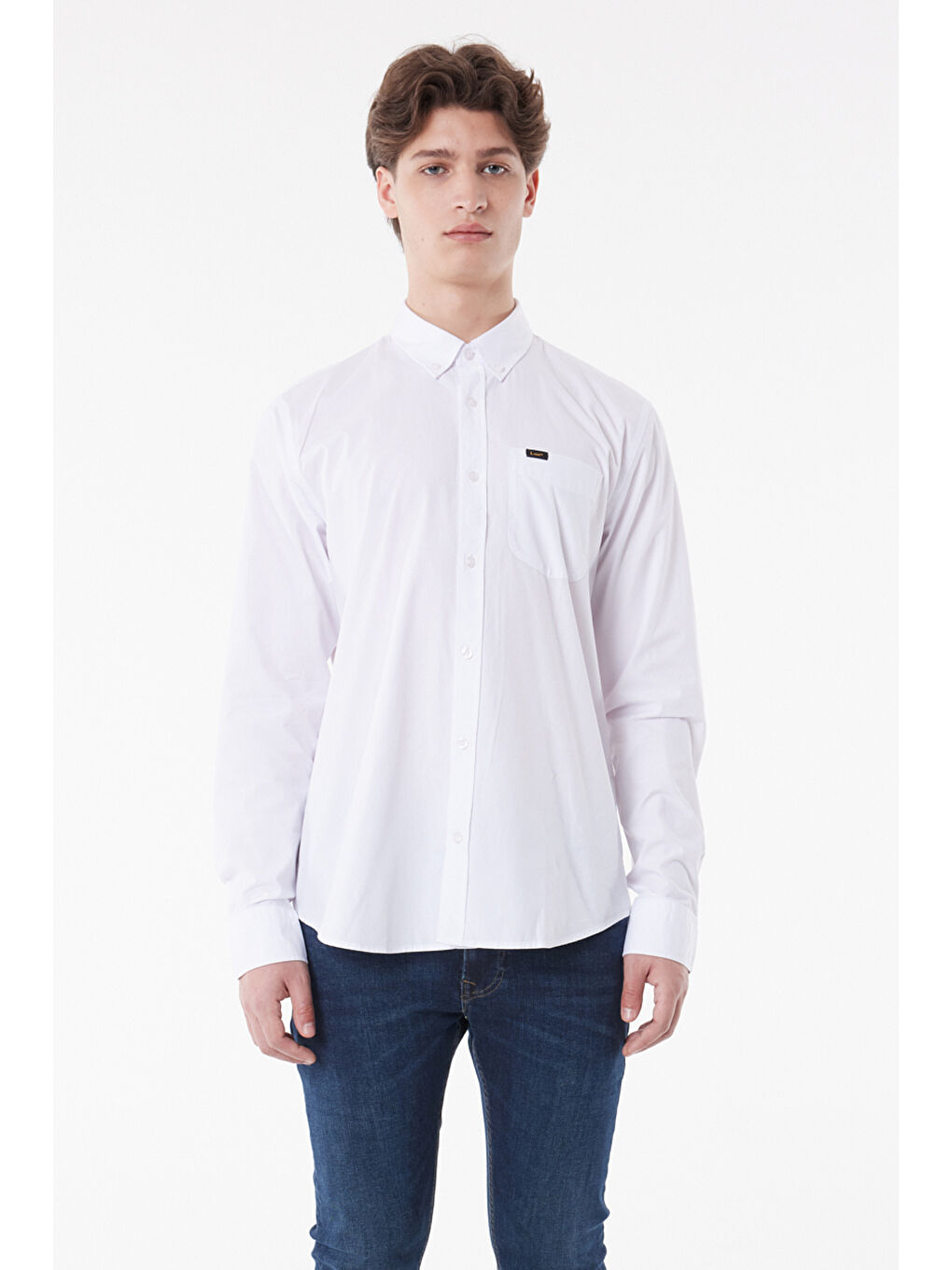 Beyaz Regular Fit Normal Kesim %100 Pamuk Uzun Kollu Gömlek-3
