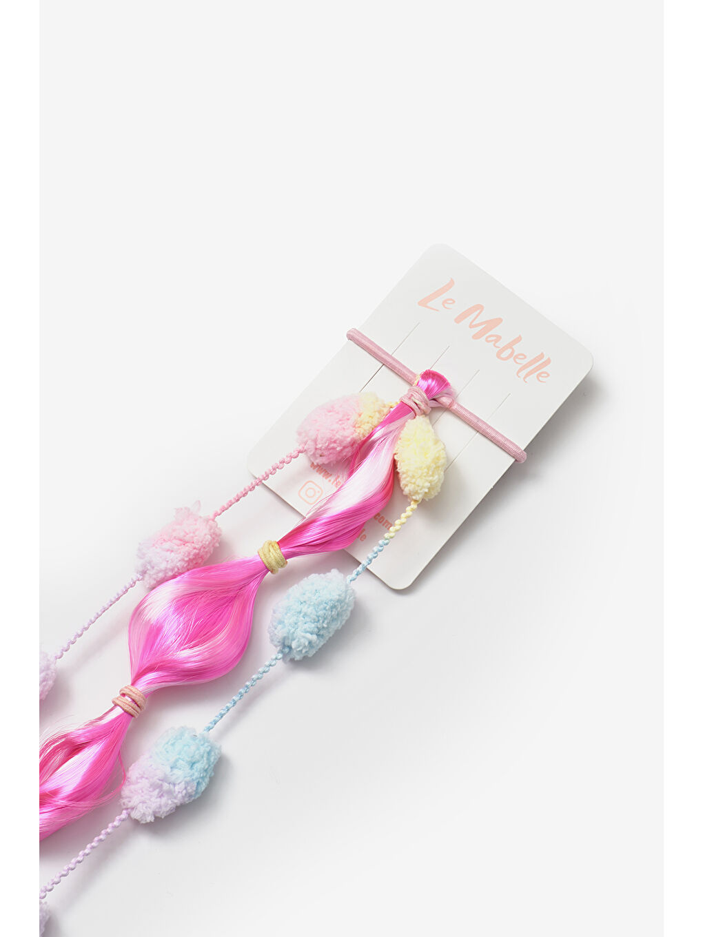 Fuşya Saç Detaylı Ponpon Detaylı Kız Çocuk Lastik Toka-1