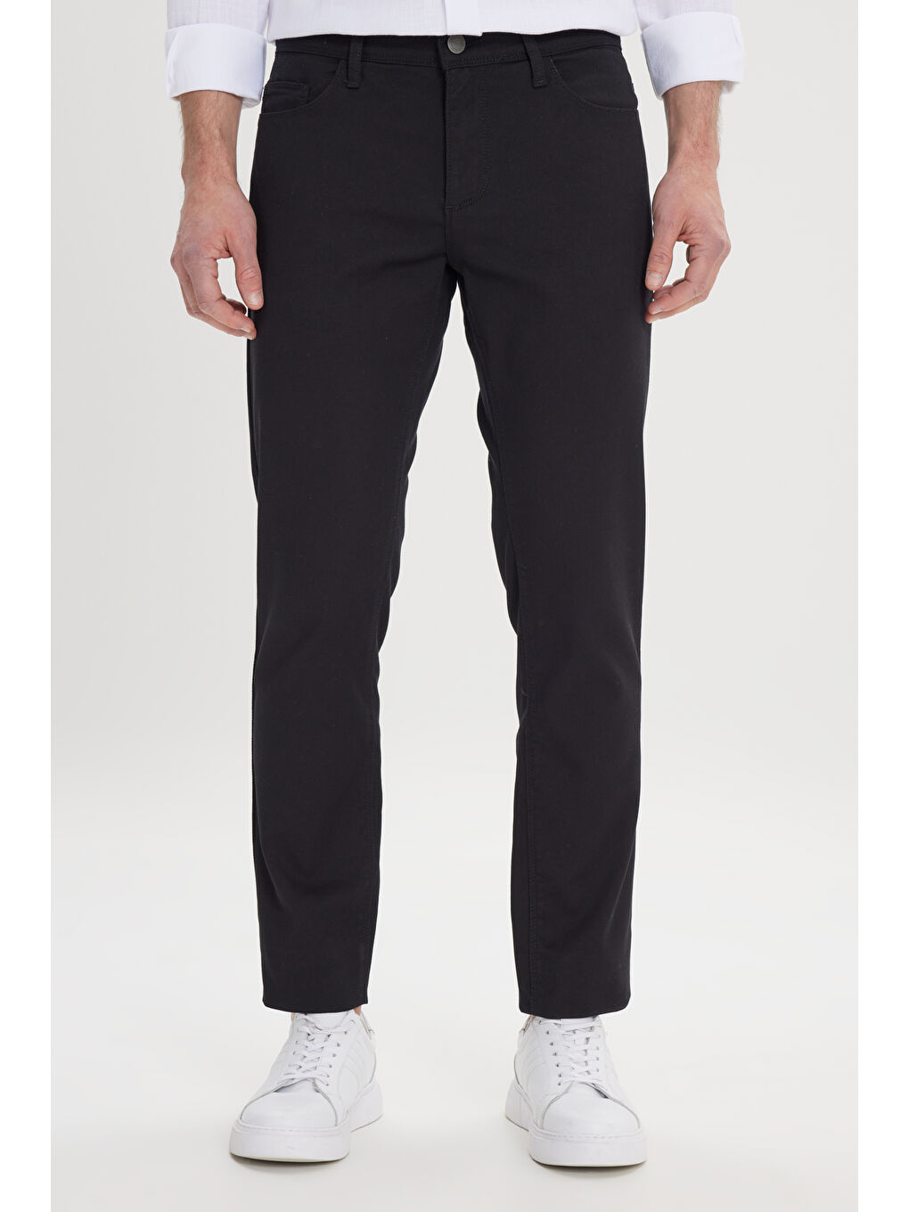Erkek Siyah Slim Fit Dar Kesim 5 Cep Armürlü Esnek Pantolon