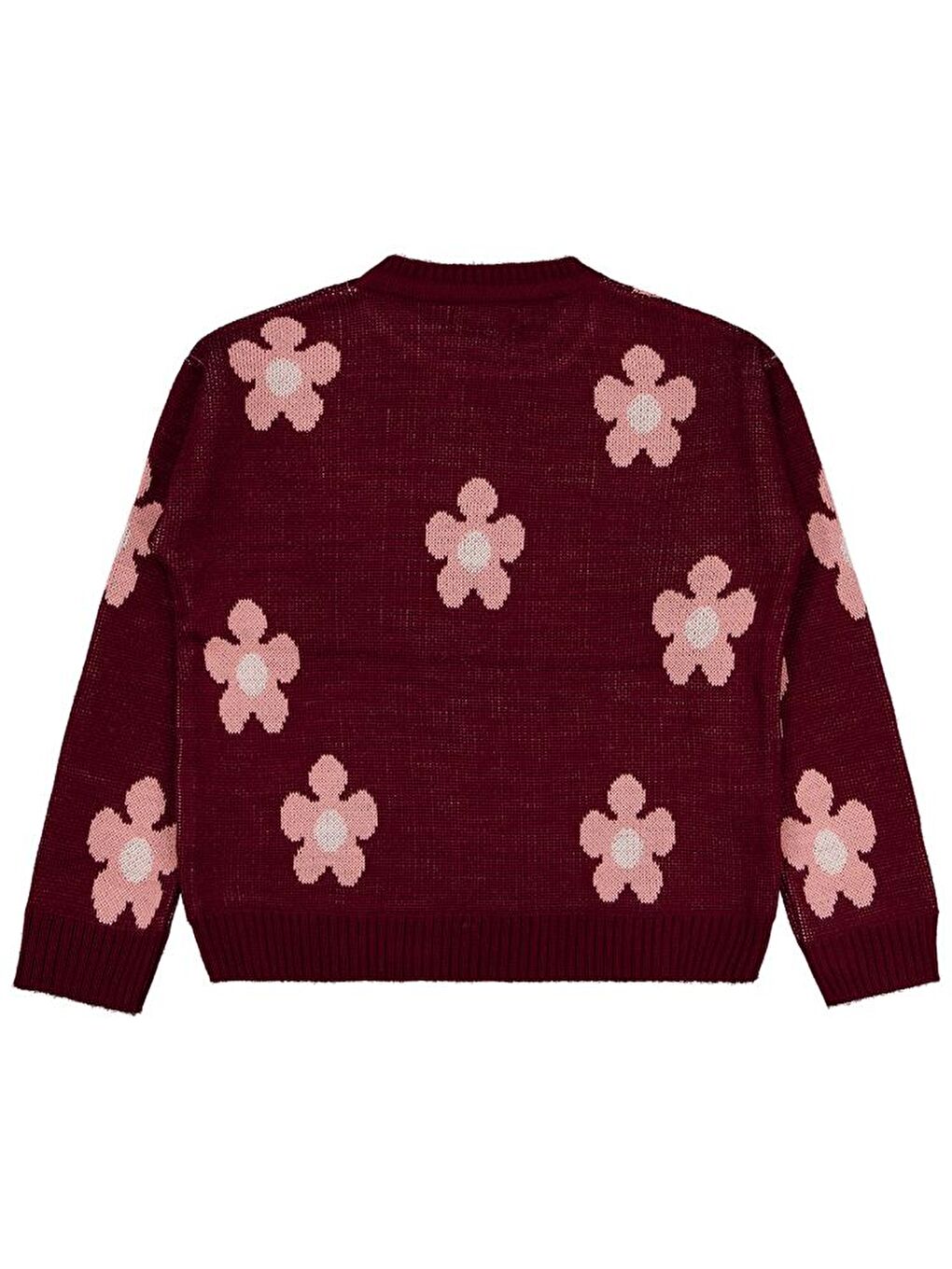 Girls Papatya Desenli 6-9 Yaş Kazak - Bordo 7-8 Yaş-1