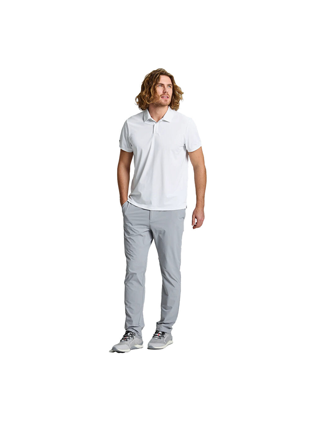 Tech Pique Polo Ss Erkek Beyaz Tişört-5