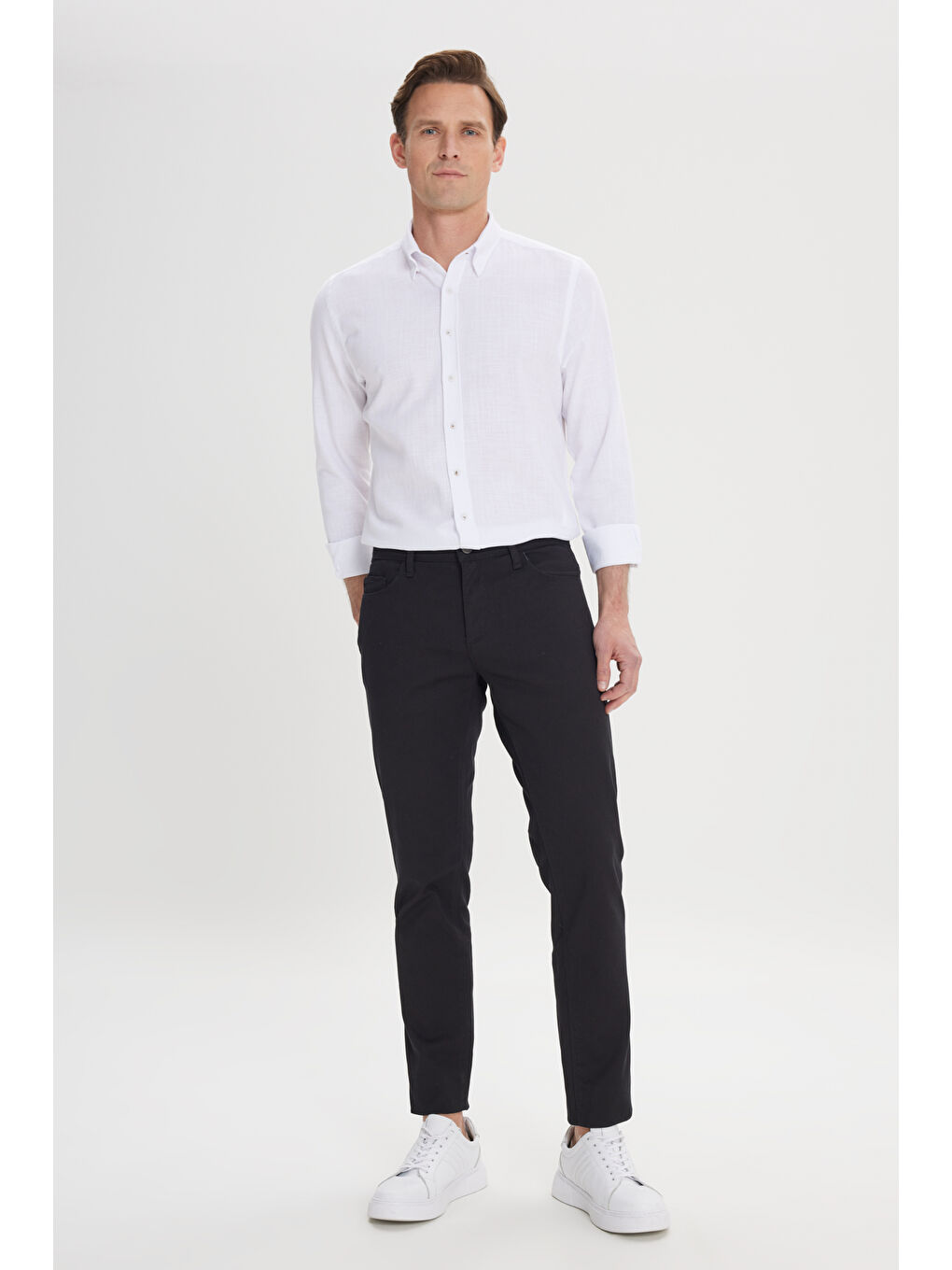 Erkek Siyah Slim Fit Dar Kesim 5 Cep Armürlü Esnek Pantolon-2