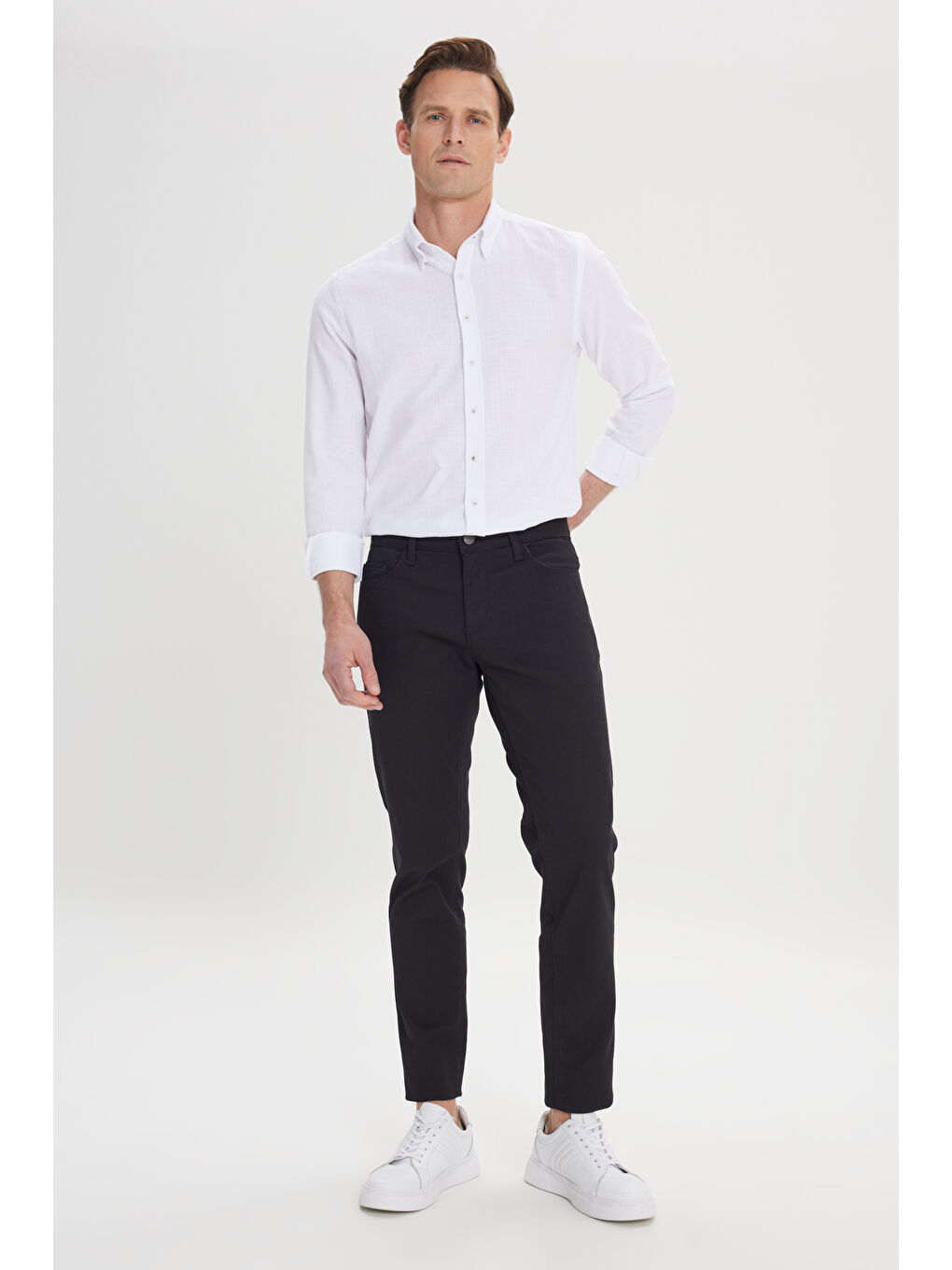 Erkek Siyah Slim Fit Dar Kesim 5 Cep Armürlü Esnek Pantolon-3