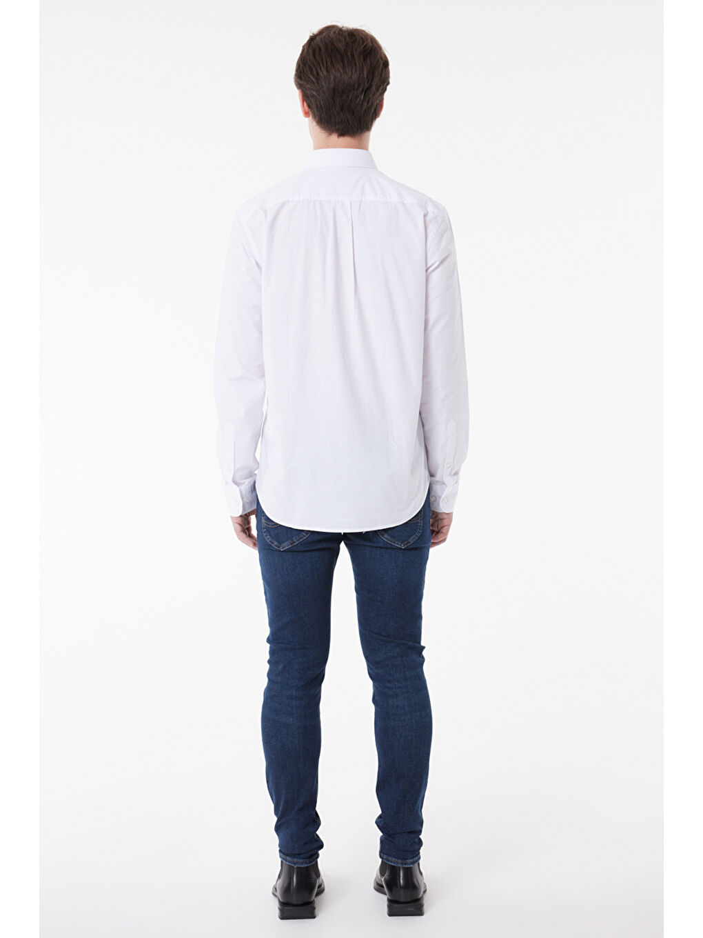Beyaz Regular Fit Normal Kesim %100 Pamuk Uzun Kollu Gömlek-5
