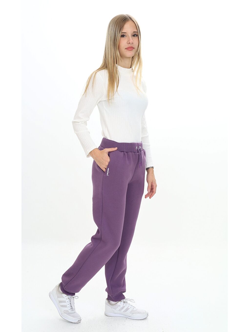 Mor Kız Çocuk Nakışlı Eşofman Alt-3