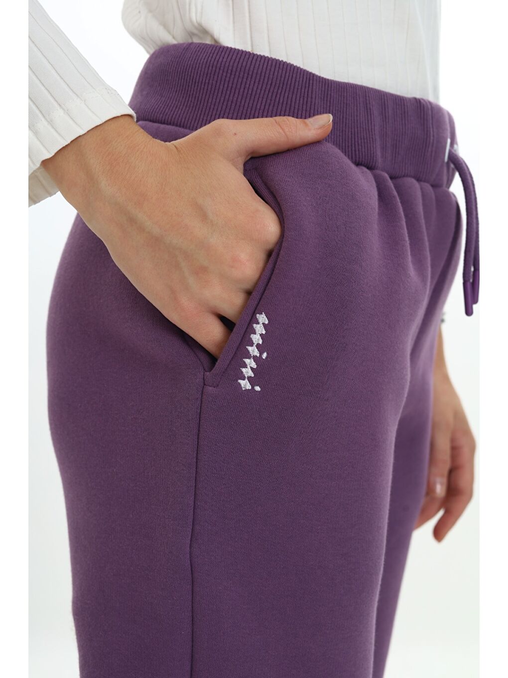 Mor Kız Çocuk Nakışlı Eşofman Alt-5