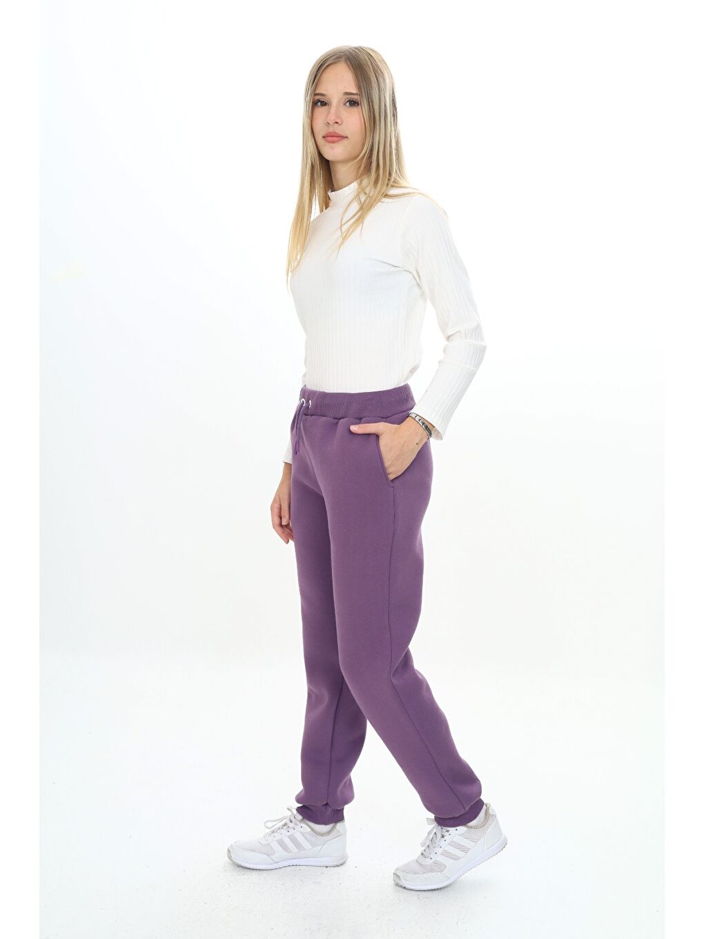 Mor Kız Çocuk Nakışlı Eşofman Alt-6