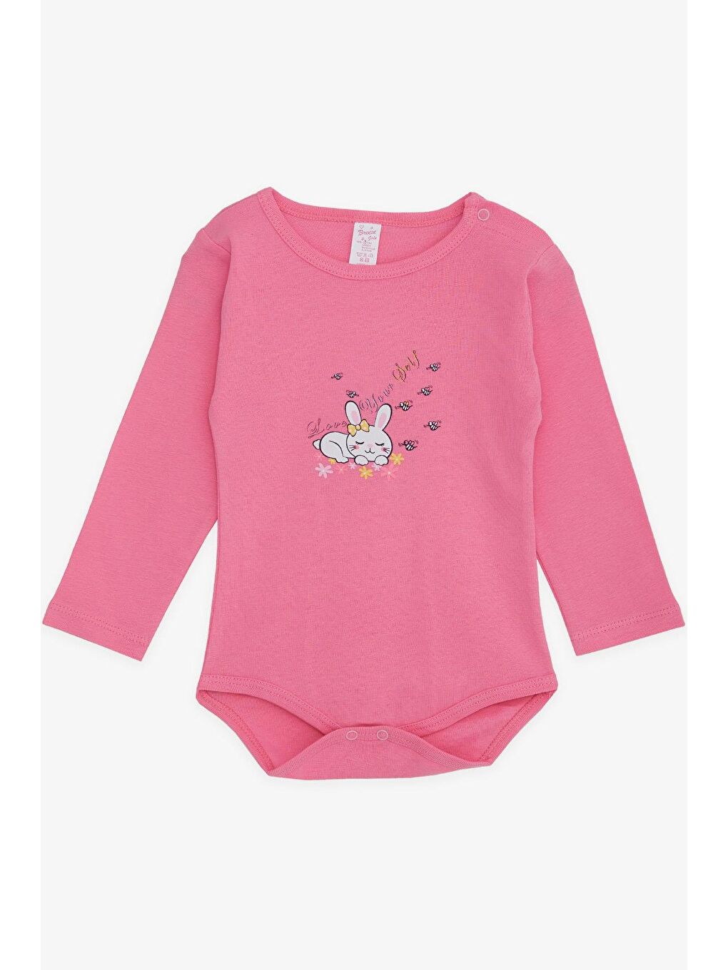 Breeze Kız Bebek Çıtçıtlı Zıbın Body Uyuyan Tavşancık Baskılı Pembe (9 Ay-3 Yaş)