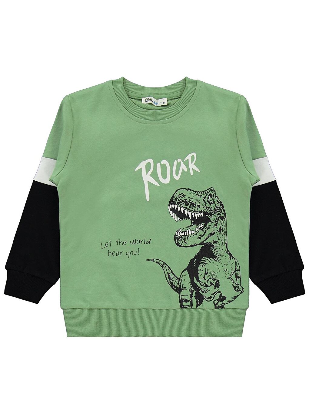 Haki Boys Dinozor Baskılı 2-5 Yaş Eşofman Takımı-1