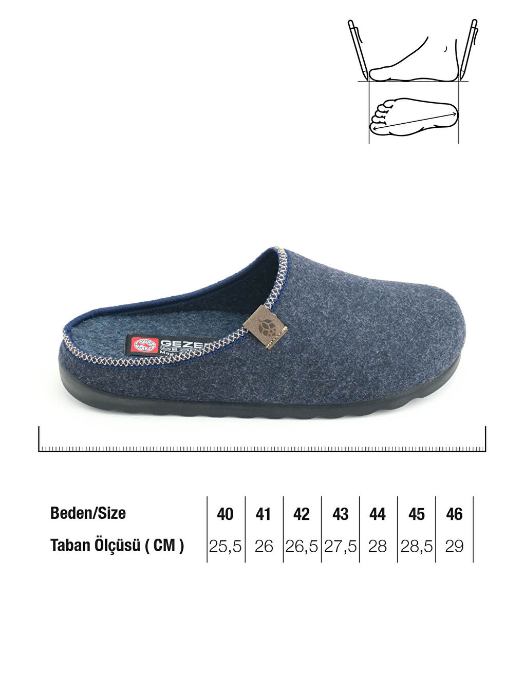 Lacivert Erkek Kışlık Keçe Rahat İç Taban PU Alt Taban Ev Bahçe Gondol Terlik-1