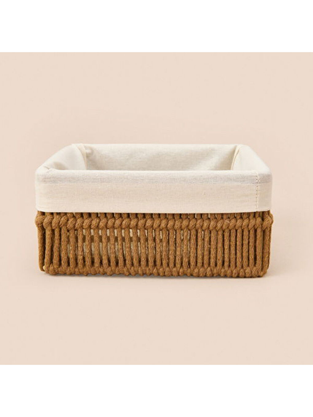 Earthy Hues Küçük Dekoratif Sepet - Bej / Beyaz - 18x18x8 cm-2