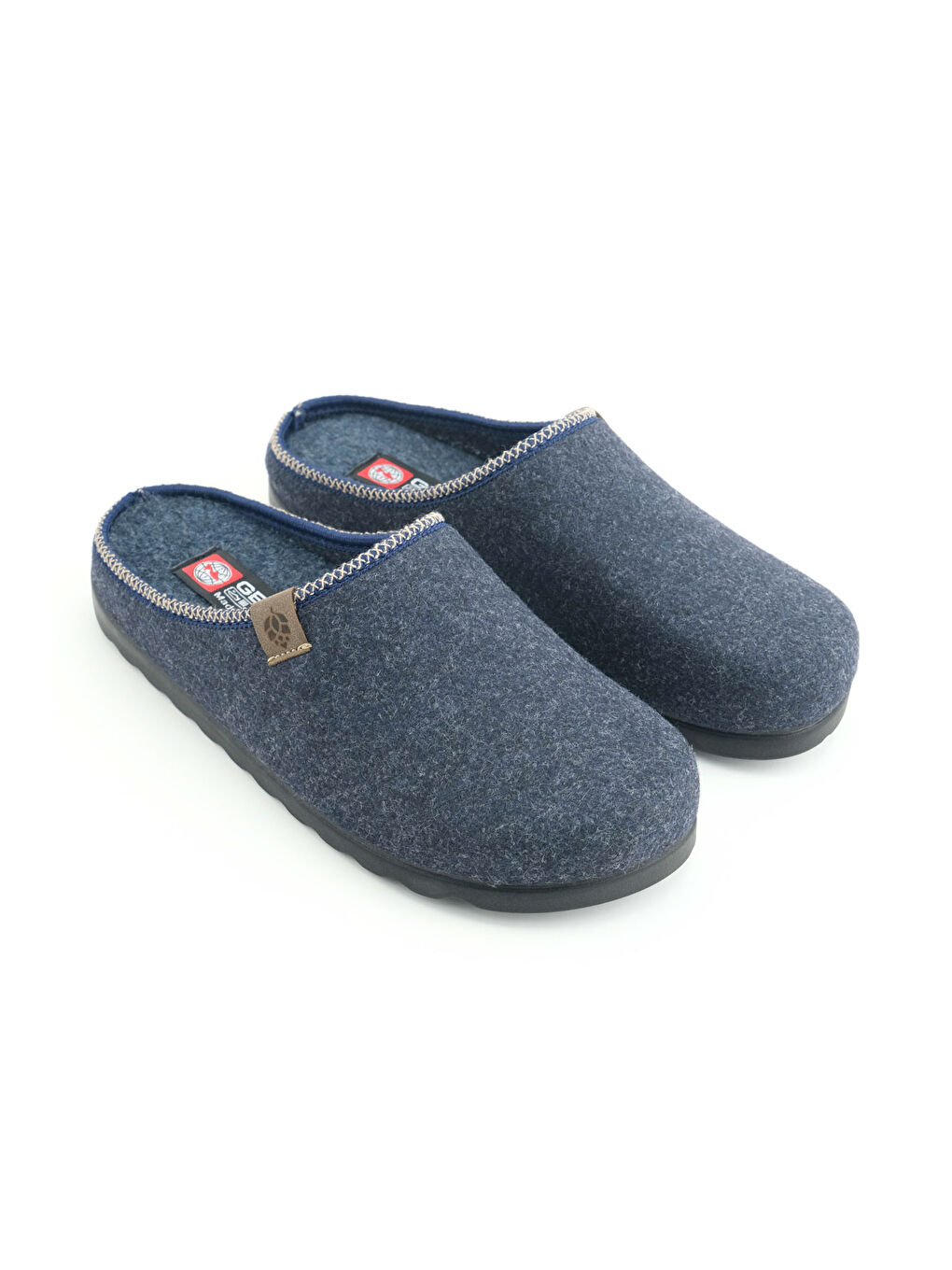 Lacivert Erkek Kışlık Keçe Rahat İç Taban PU Alt Taban Ev Bahçe Gondol Terlik-2