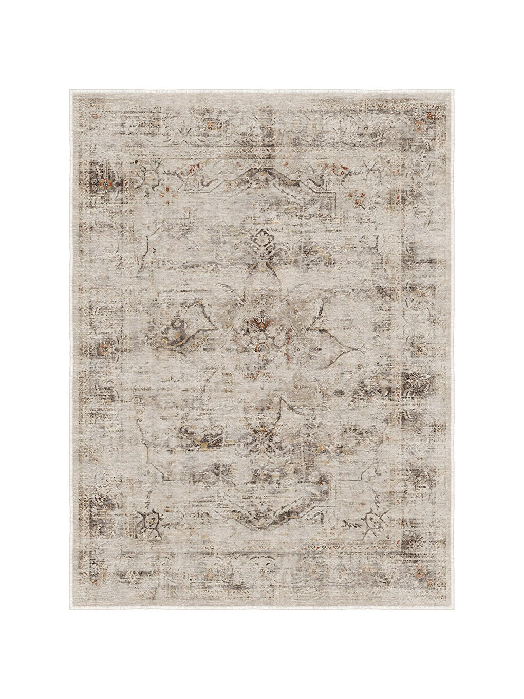 Bej Dekoratif Özel Tasarım Yıkanabilir İnce Kaymaz Tabanlı Modern Halı KECE FR08