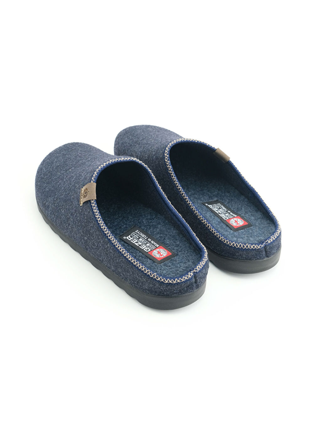 Lacivert Erkek Kışlık Keçe Rahat İç Taban PU Alt Taban Ev Bahçe Gondol Terlik-3