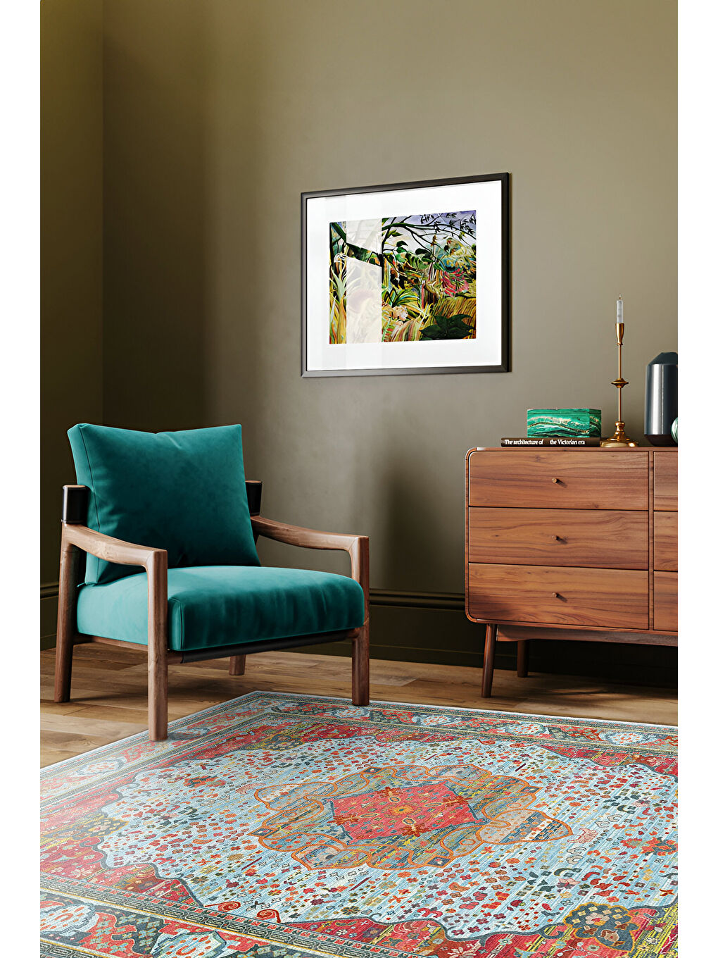 Turuncu Dekoratif Özel Tasarım Yıkanabilir İnce Kaymaz Tabanlı Modern Halı KECE FR10-1