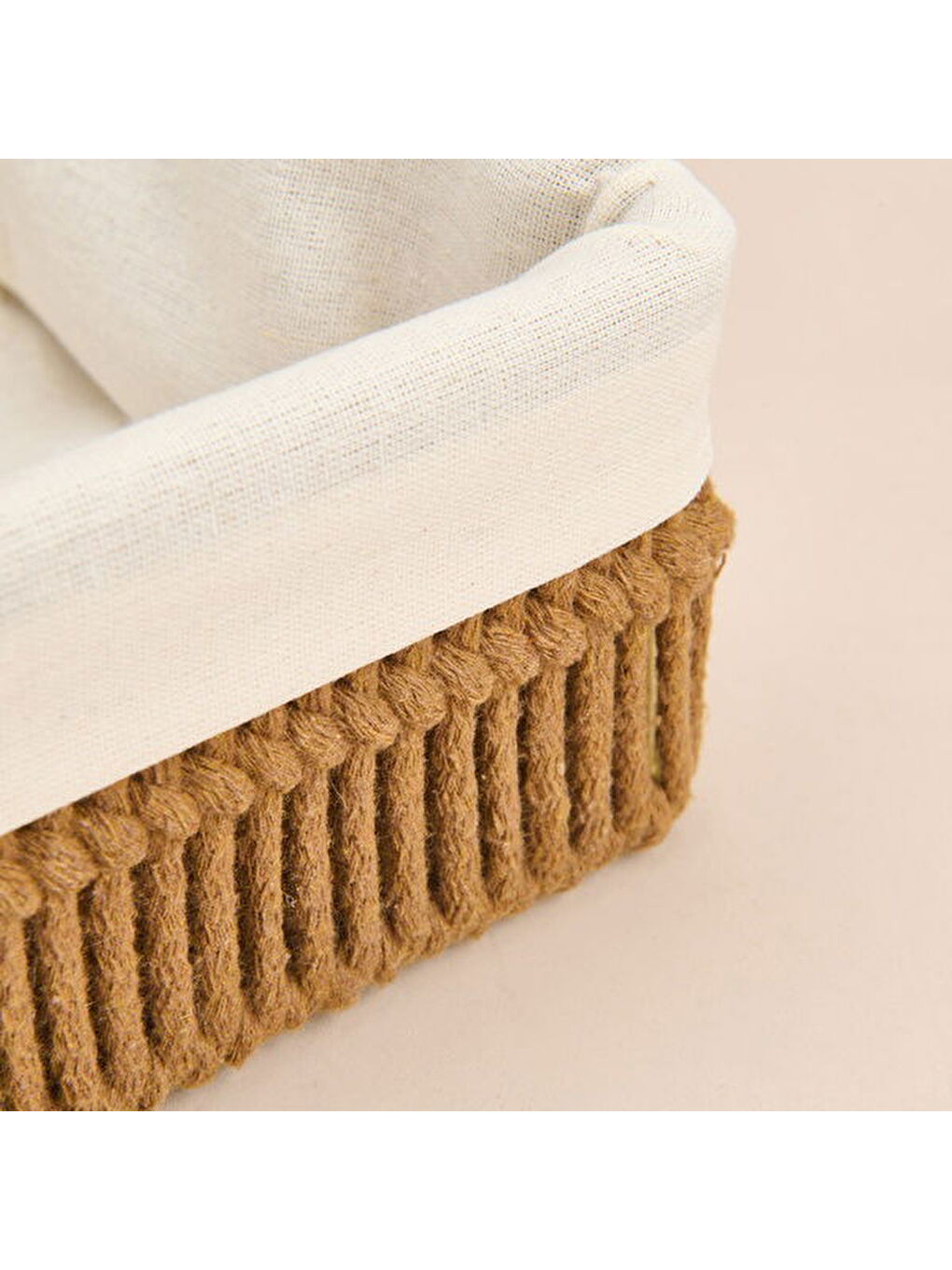 Earthy Hues Büyük Dekoratif Sepet - Bej / Beyaz - 22x22x10 cm-1