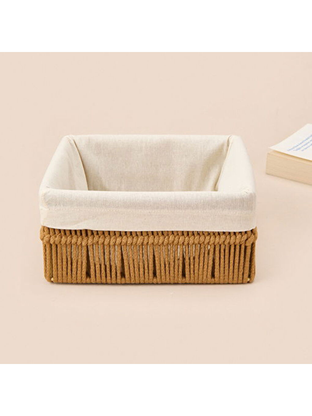 Earthy Hues Büyük Dekoratif Sepet - Bej / Beyaz - 22x22x10 cm-2