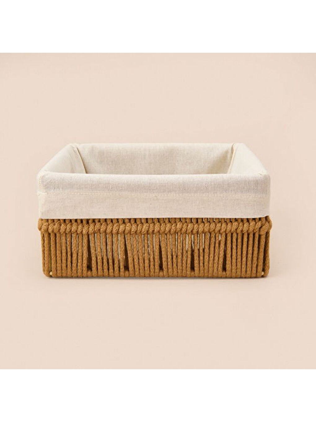 Earthy Hues Büyük Dekoratif Sepet - Bej / Beyaz - 22x22x10 cm-3