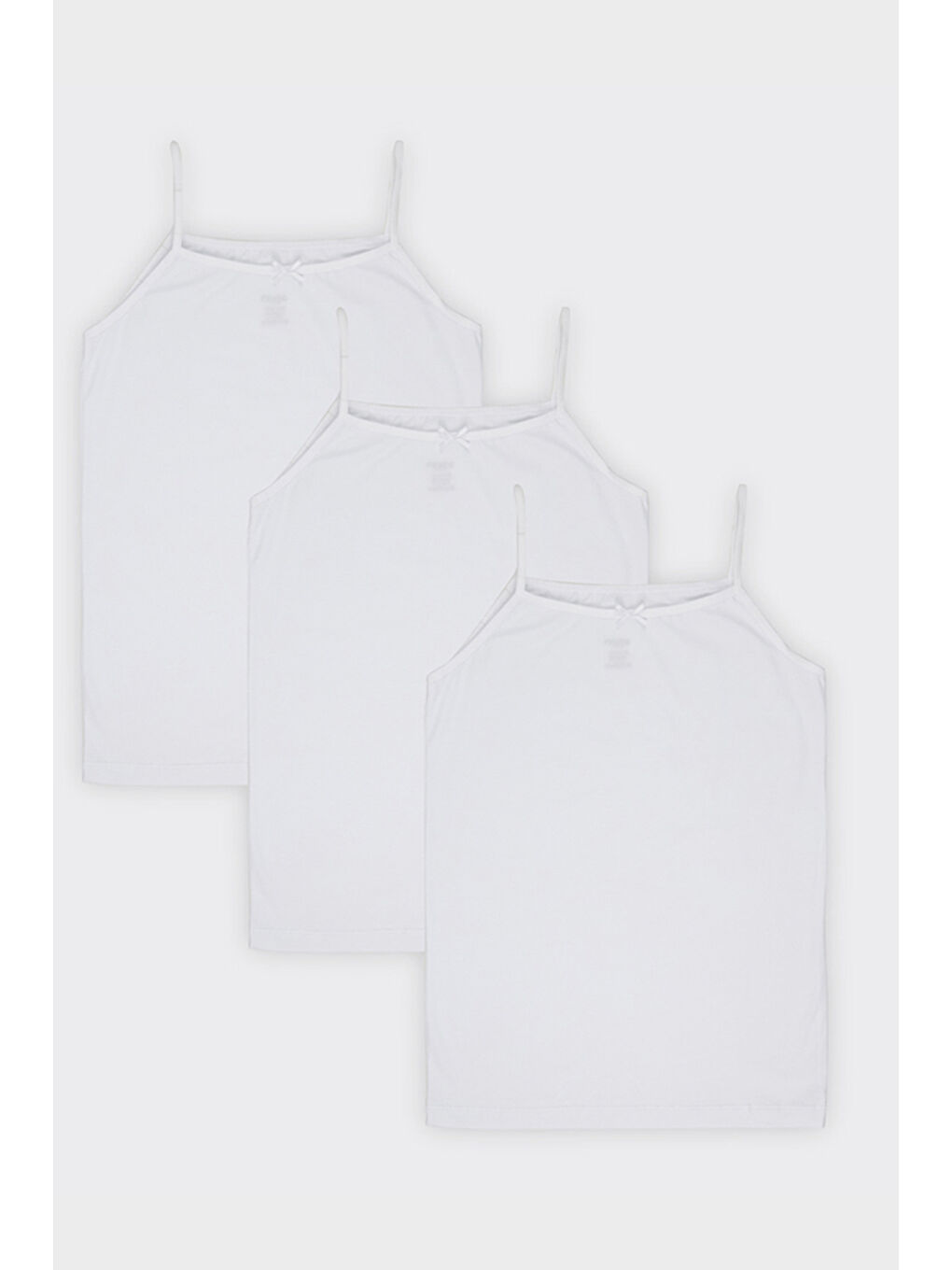 Kız Çocuk İp Askılı 3'lü Beyaz Atlet - İç Giyim