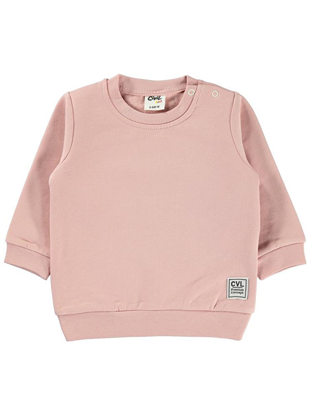 Pembe Baby Düz Basic 6-18 Ay Sweatshirt - Pudra 9-12 Ay