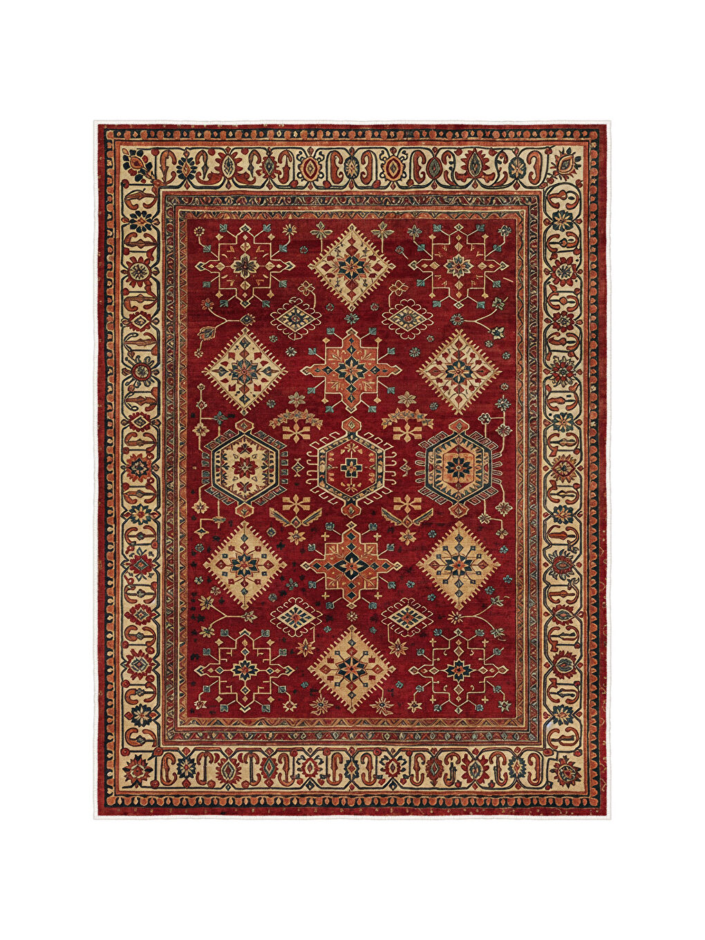 Kırmızı Dekoratif Özel Tasarım Yıkanabilir İnce Kaymaz Tabanlı Modern Halı KECE FR08