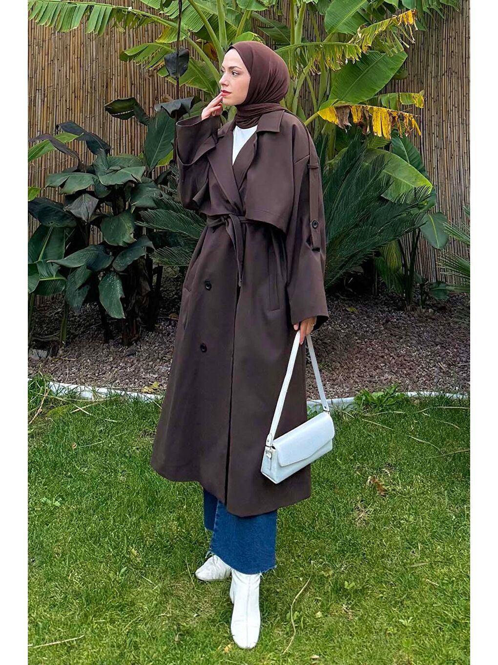 Kuşaklı Poliviskon Trenç Kahverengi-1