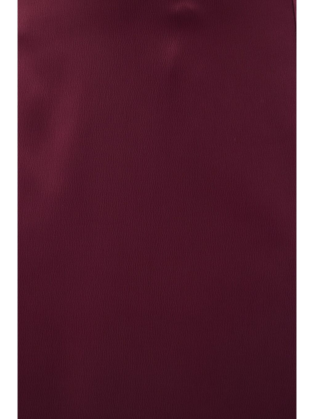 Yırtmaçlı Saten Etek - Mürdüm-6