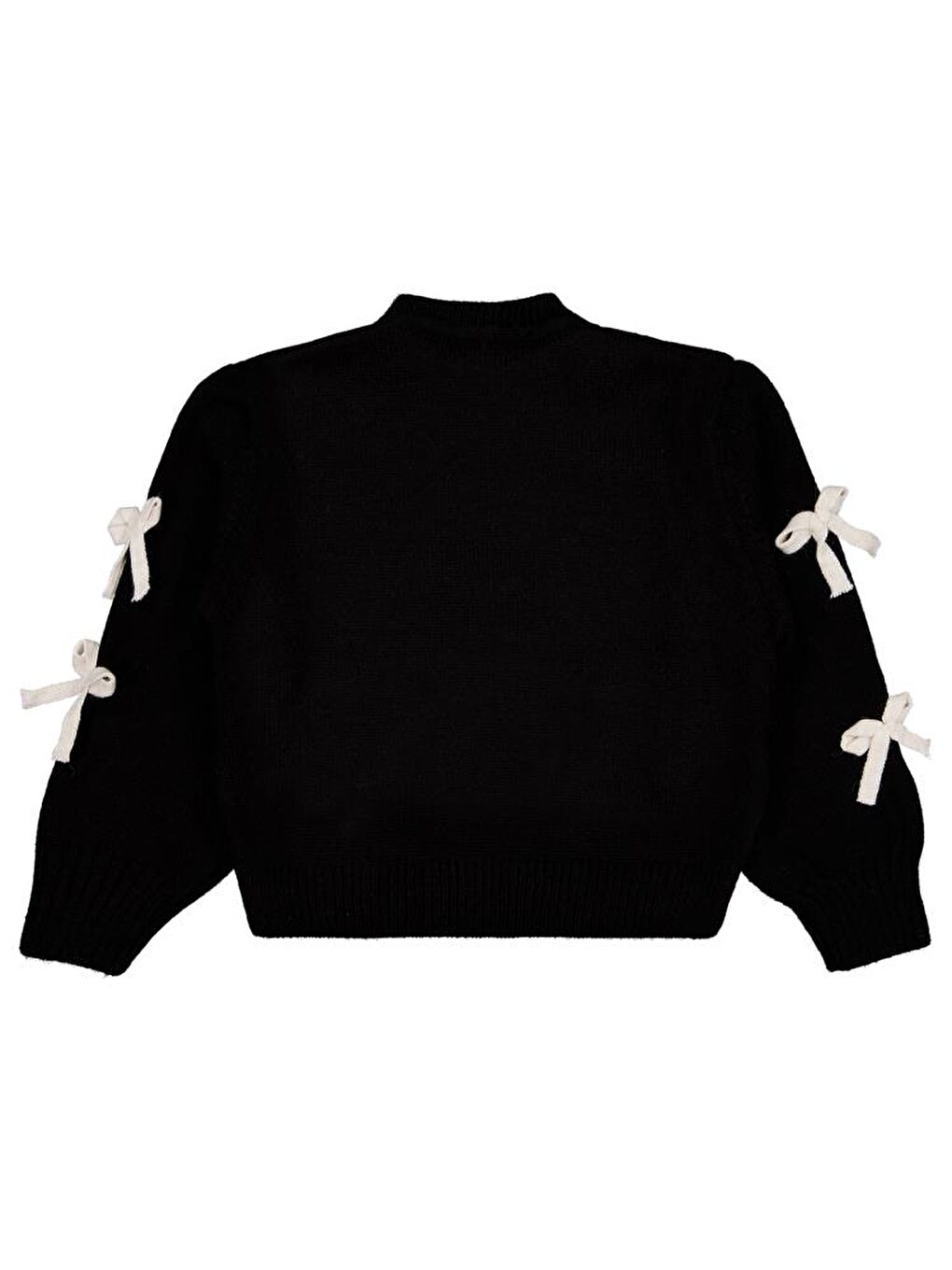 Girls Fiyonk Aksesuarlı 6-9 Yaş Kazak - Siyah 8-9 Yaş-1