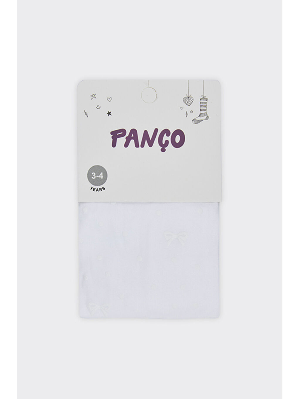 Kız Çocuk Desenli Beyaz Mikro Külotlu Çorap