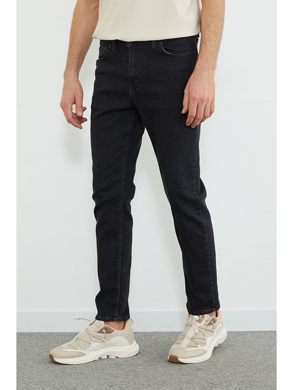 Gri Fermuarlı Skinny Jean-1