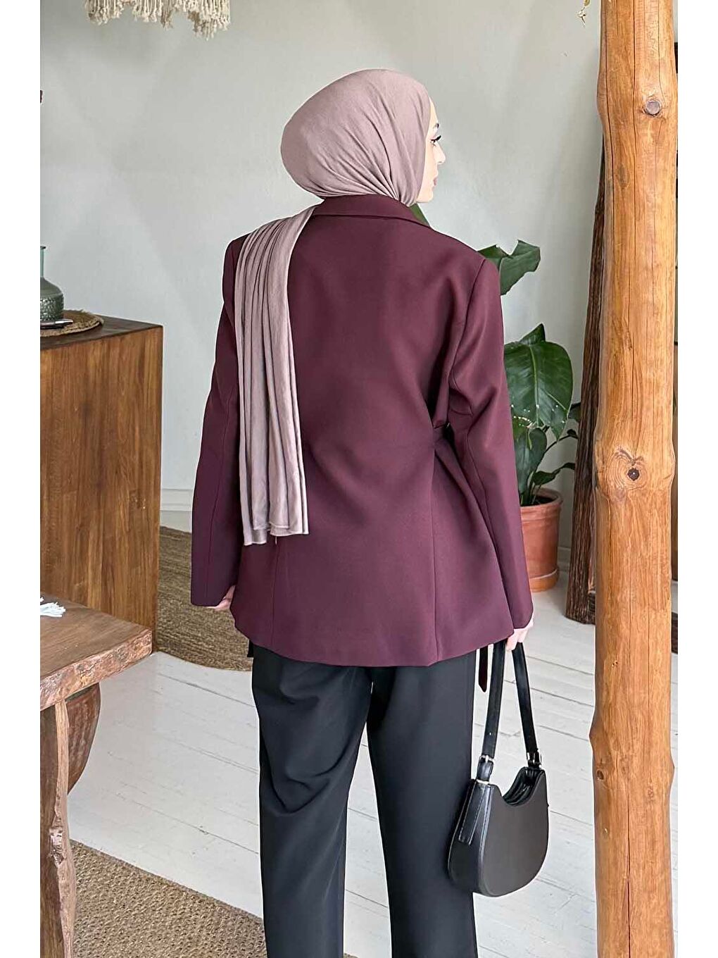 Yandan Bağlamalı Ceket Bordo-3