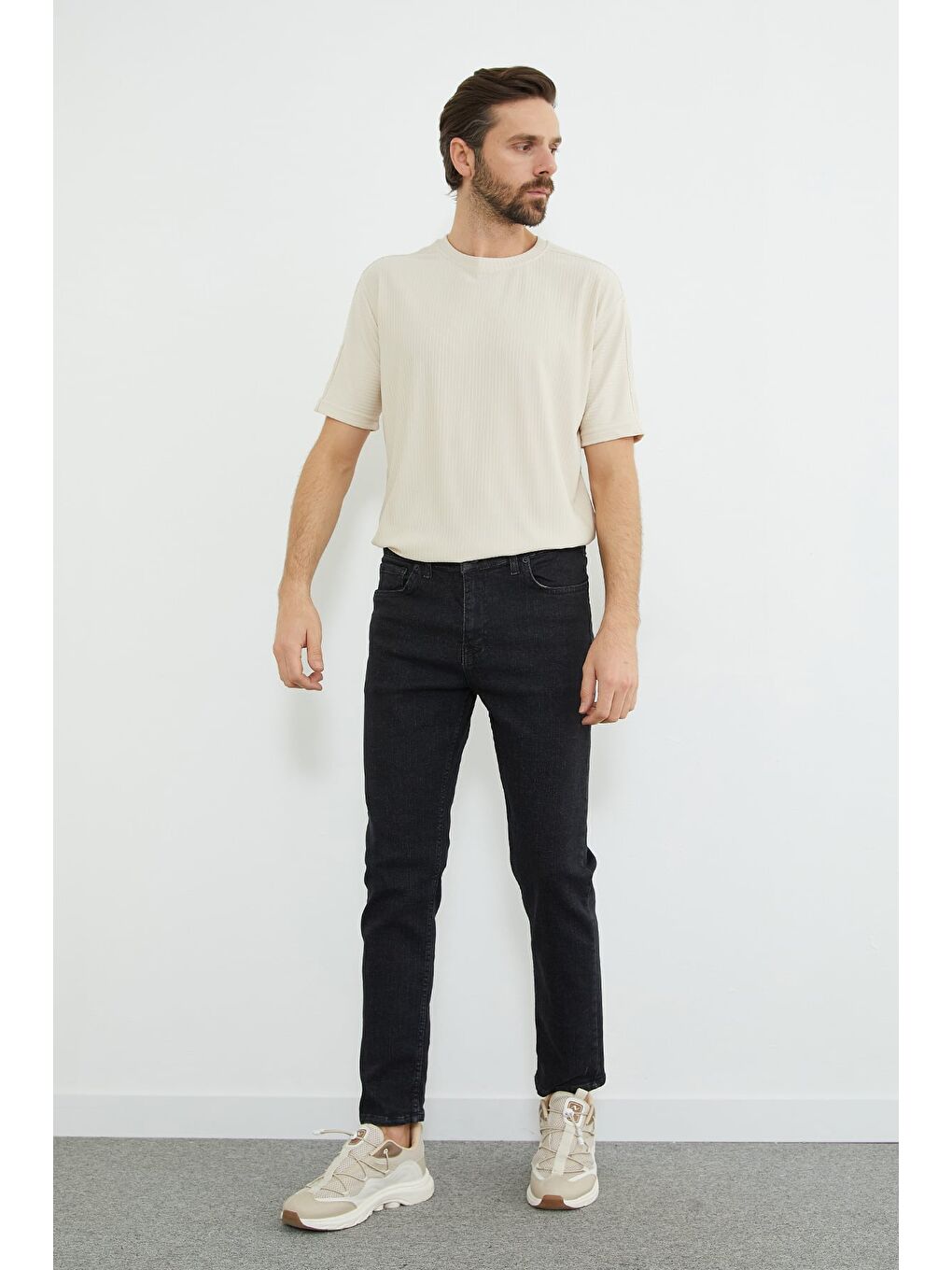 Gri Fermuarlı Skinny Jean-3