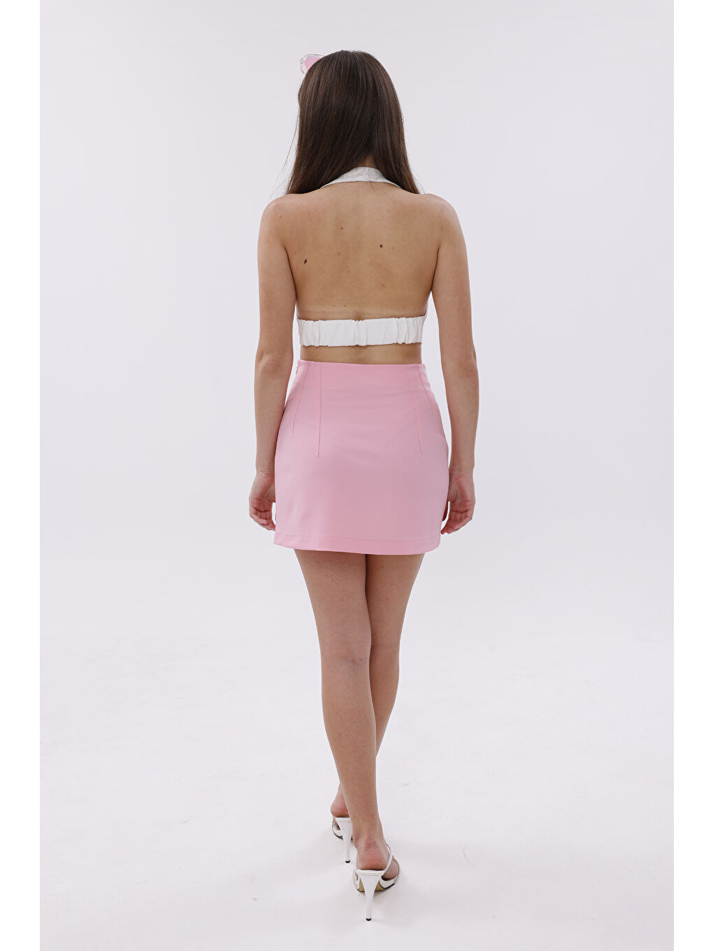 Pembe FundacshoosesXGenıus Kadın Pensli Etek İç Göstermez Lamineli Kadın Etek KADIN-ETEK-4