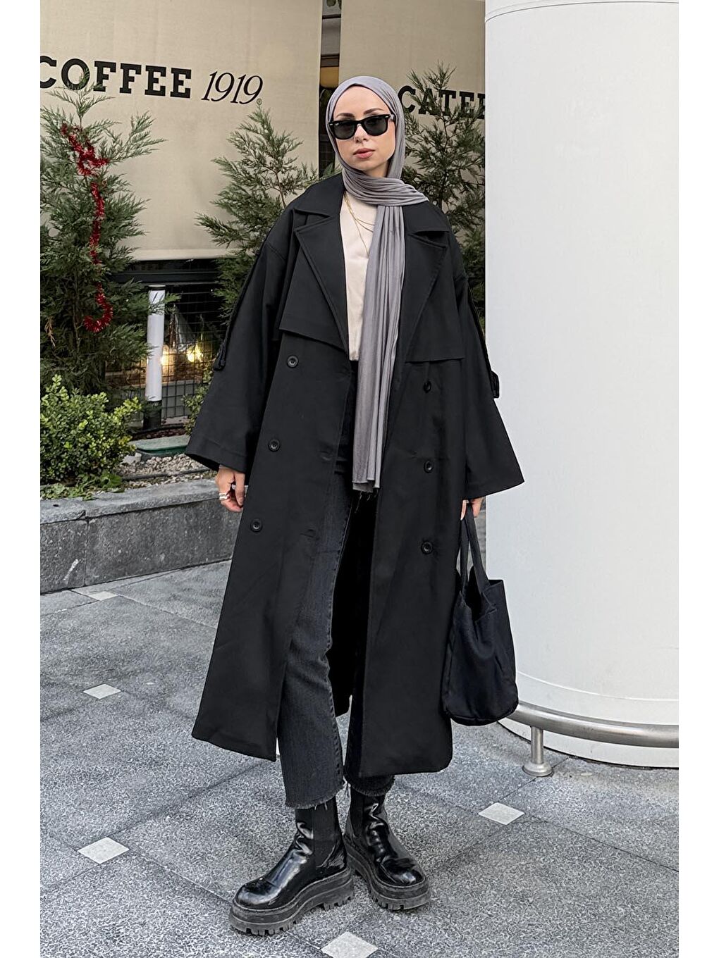 Kuşaklı Poliviskon Trenç Siyah-2