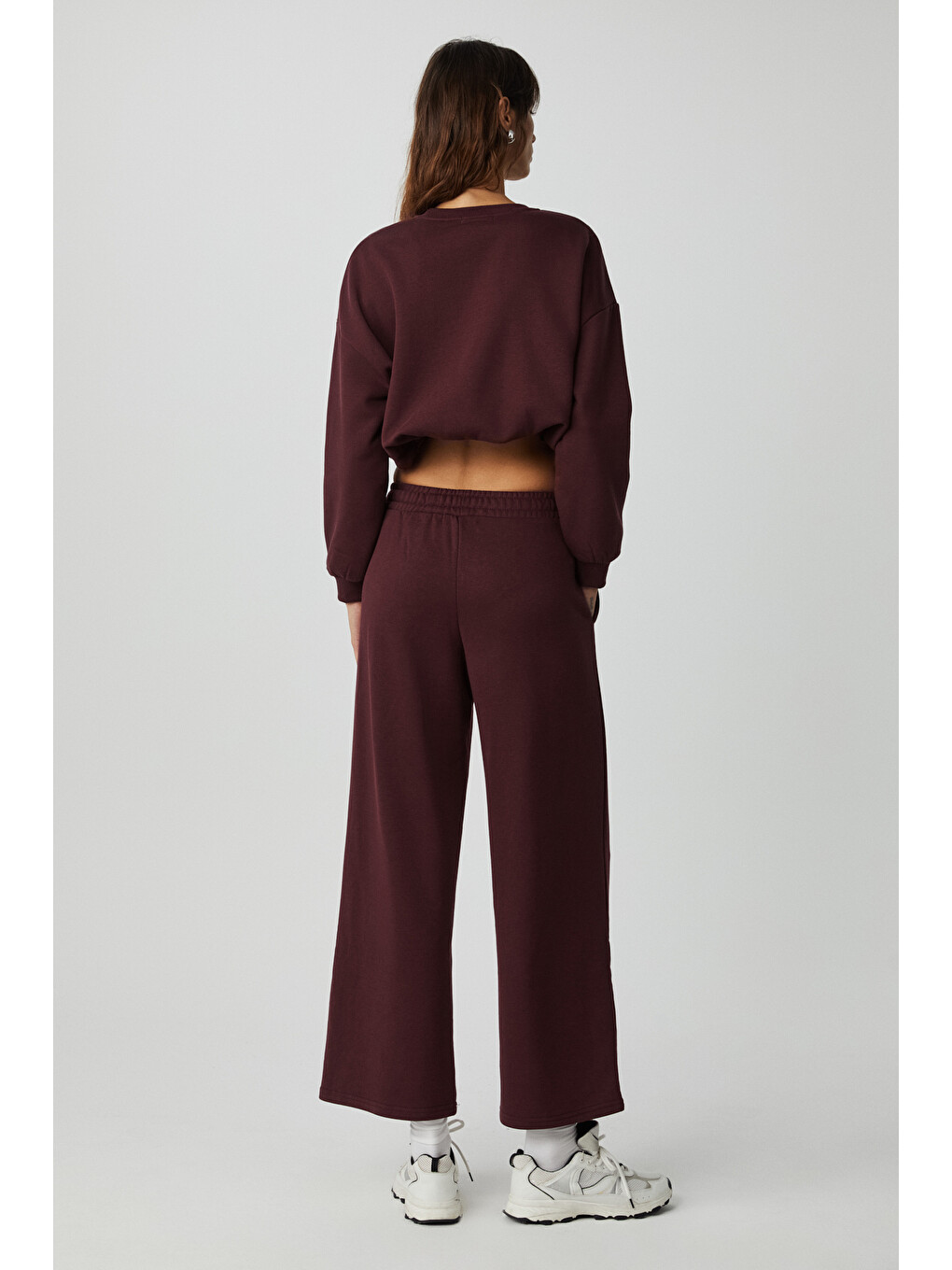 Dewanna Kadın Uzun Kollu Crop Bordo Eşofman Takımı-6