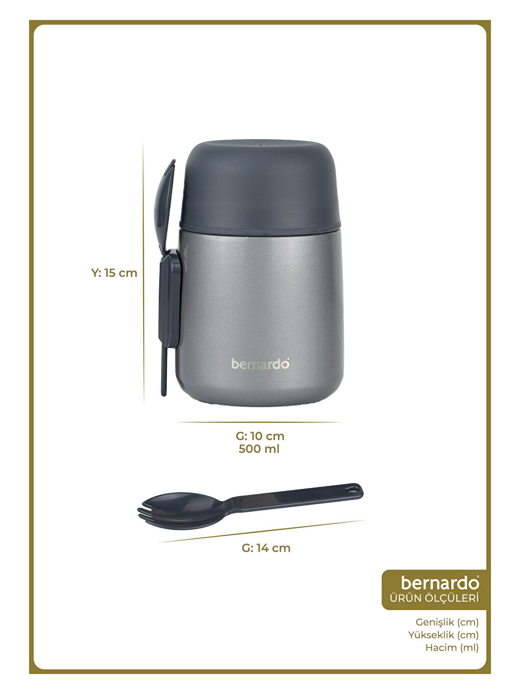 Duo Yemek Termosu 500 ml Metalik Gri-1