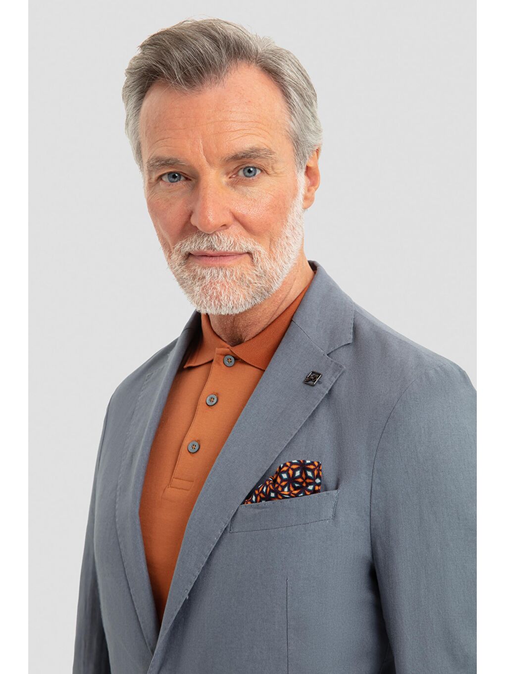 Erkek Gri Slim Fit %100 Keten Mono Yaka Lastikli Bel Takım Elbise-4